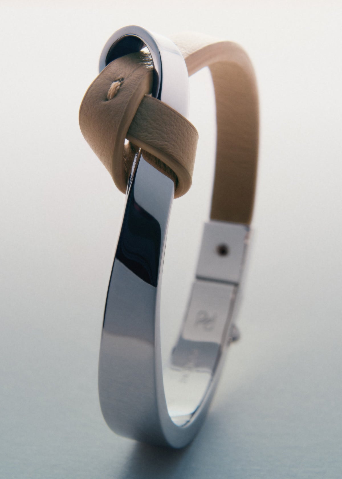 Armreif Ormé - Silberedition Und Taupe Leder
