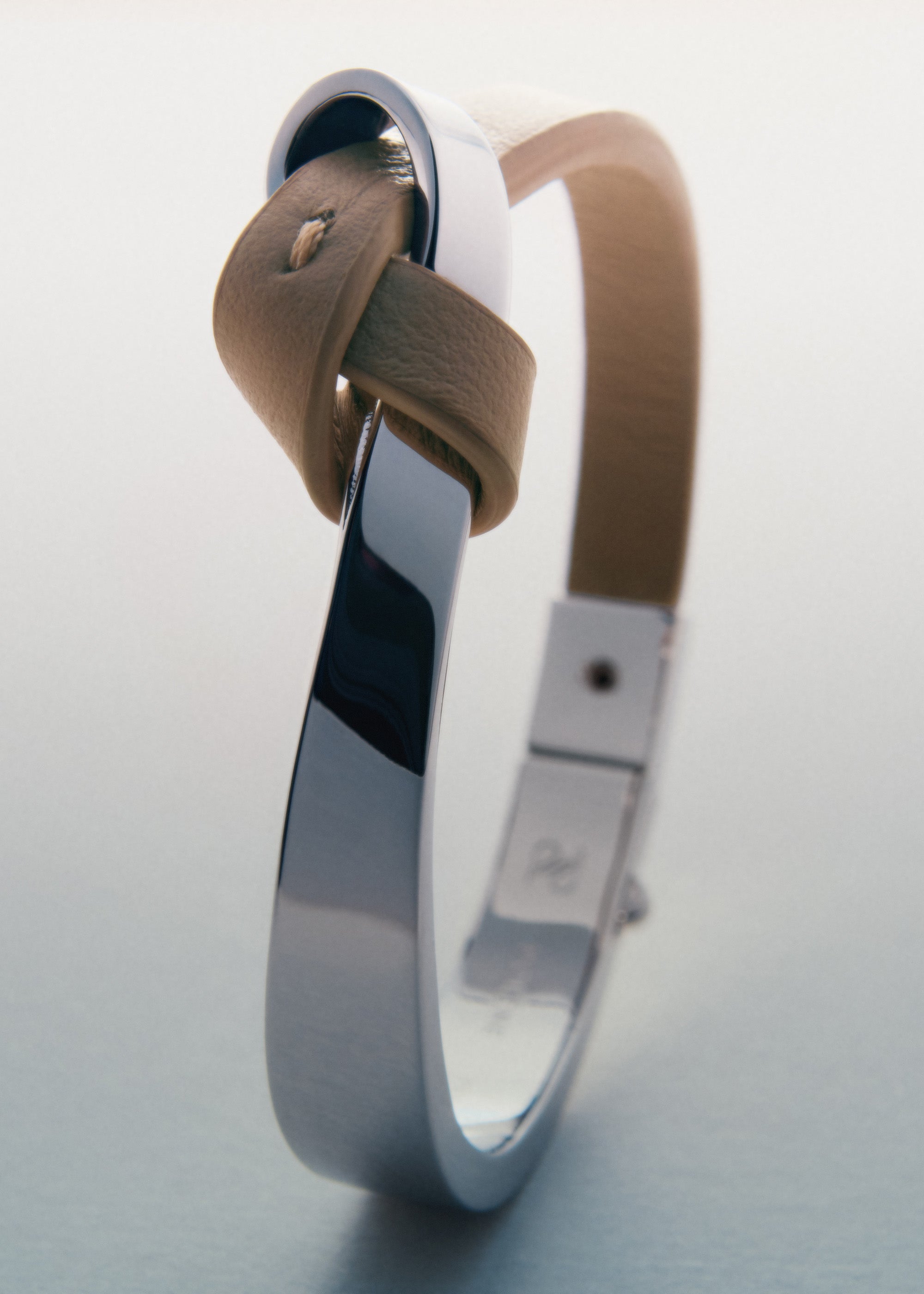 Armreif Ormé - Silberedition Und Taupe Leder